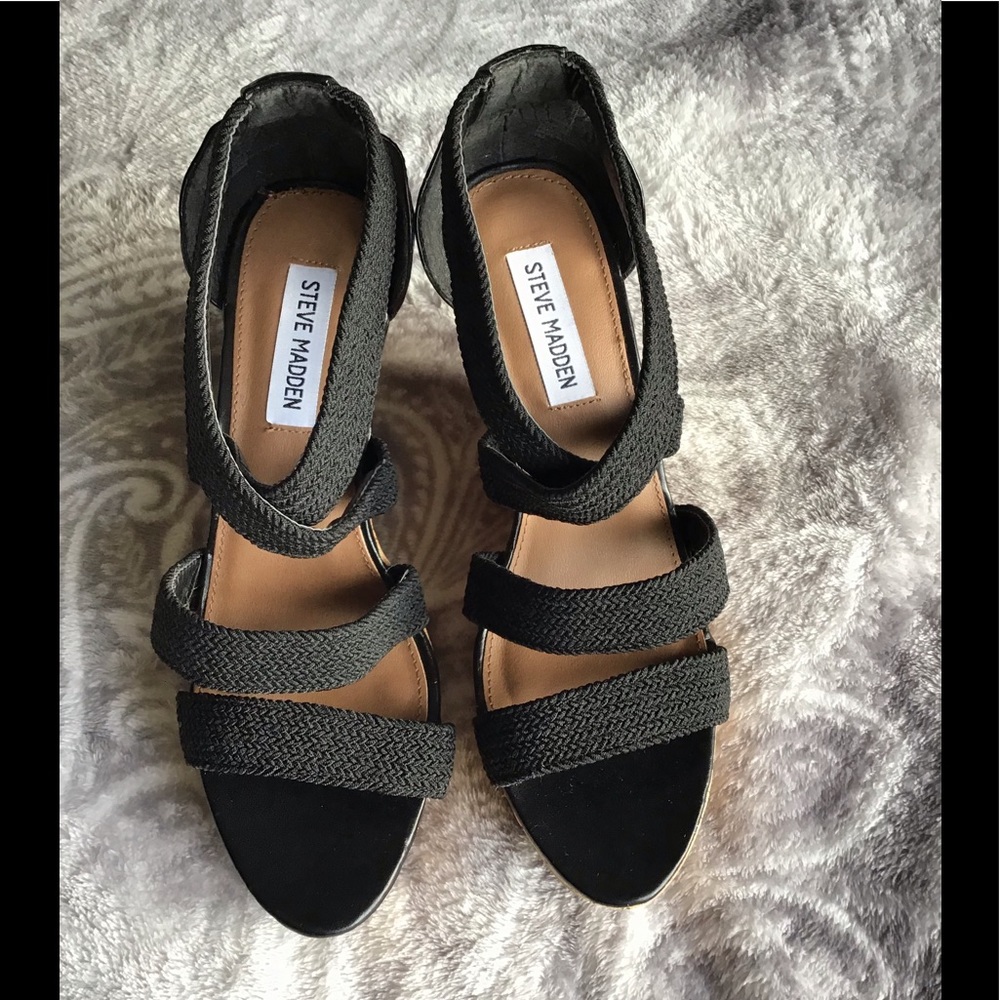 Steve Madden Black Wedge Heels